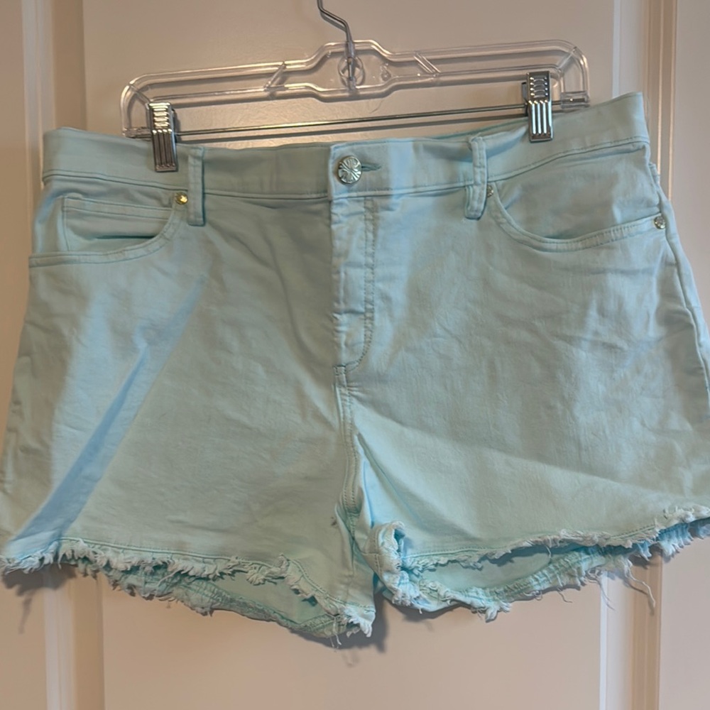 Lilly Pulitzer Blue Jean Shorts with Frayed Hem